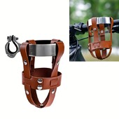 Δερμάτινη θήκη για μπουκάλια νερού ποδηλάτου Ρυθμιζόμενη βάση για βραστήρα ποδηλάτου βουνού Στήριγμα για βραστήρα από κράμα αλουμινίου + δερμάτινο δερμάτινο ποδήλατο