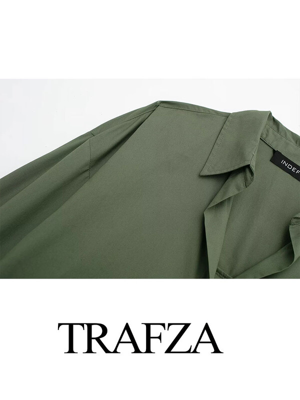 TRAFZA 2024, primăvară, cămașă de birou din popelin pentru femei, șic, cu decolteu în V, cu un singur piept, elegantă, cămașă casual în dungi, îmbrăcăminte de stradă