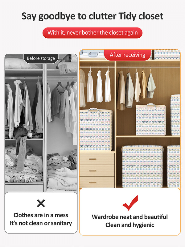 1PC torba za pohranu u boemskom stilu s patentnim zatvaračem, torba za pohranu velikog kapaciteta, otporna na prašinu, prikladna za kućnu pohranu, klasificirana pohrana