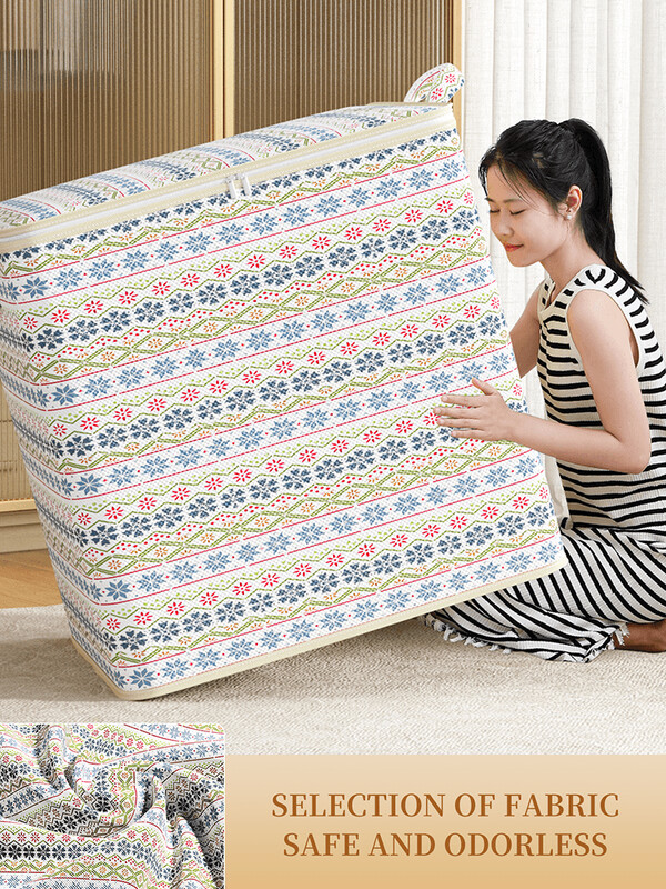 1PC torba za pohranu u boemskom stilu s patentnim zatvaračem, torba za pohranu velikog kapaciteta, otporna na prašinu, prikladna za kućnu pohranu, klasificirana pohrana