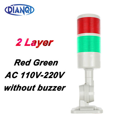 2 sluoksniai Sukamas 180 Stack lemputė Raudona įspėjamoji pramoninė lemputė CNC staklėms DC 24V 12V AC220V 110V Nuolat mirksi LED lemputė