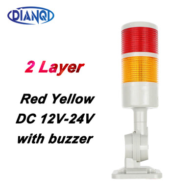 2 sluoksniai Sukamas 180 Stack lemputė Raudona įspėjamoji pramoninė lemputė CNC staklėms DC 24V 12V AC220V 110V Nuolat mirksi LED lemputė