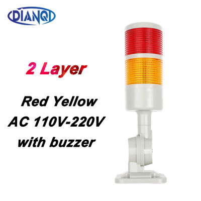 2 sluoksniai Sukamas 180 Stack lemputė Raudona įspėjamoji pramoninė lemputė CNC staklėms DC 24V 12V AC220V 110V Nuolat mirksi LED lemputė