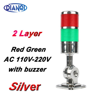 2 sluoksniai Sukamas 180 Stack lemputė Raudona įspėjamoji pramoninė lemputė CNC staklėms DC 24V 12V AC220V 110V Nuolat mirksi LED lemputė