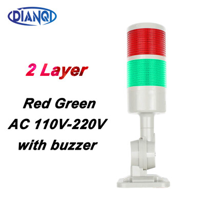 2 sluoksniai Sukamas 180 Stack lemputė Raudona įspėjamoji pramoninė lemputė CNC staklėms DC 24V 12V AC220V 110V Nuolat mirksi LED lemputė