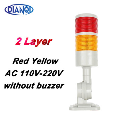 2 sluoksniai Sukamas 180 Stack lemputė Raudona įspėjamoji pramoninė lemputė CNC staklėms DC 24V 12V AC220V 110V Nuolat mirksi LED lemputė