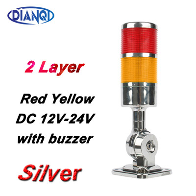 2 sluoksniai Sukamas 180 Stack lemputė Raudona įspėjamoji pramoninė lemputė CNC staklėms DC 24V 12V AC220V 110V Nuolat mirksi LED lemputė