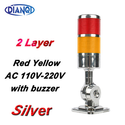 2 sluoksniai Sukamas 180 Stack lemputė Raudona įspėjamoji pramoninė lemputė CNC staklėms DC 24V 12V AC220V 110V Nuolat mirksi LED lemputė