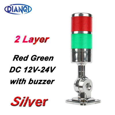2 sluoksniai Sukamas 180 Stack lemputė Raudona įspėjamoji pramoninė lemputė CNC staklėms DC 24V 12V AC220V 110V Nuolat mirksi LED lemputė