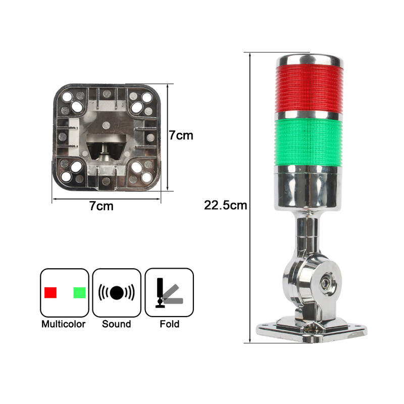2 sluoksniai Sukamas 180 Stack lemputė Raudona įspėjamoji pramoninė lemputė CNC staklėms DC 24V 12V AC220V 110V Nuolat mirksi LED lemputė