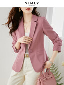 Ανοιξιάτικο σακάκι Vimly 2023 για γυναίκες Κομψό κομψό κορεάτικο σακάκι κοντό ανοιχτό μπροστινό μακρυμάνικο γραφείο εργασίας V7876