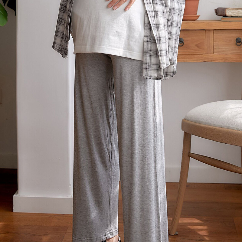 Femei însărcinate Pantaloni largi din bumbac subțiri de vară Pantaloni largi de maternitate pentru abdomen Pantaloni de sarcină cu talie înaltă pentru burtă