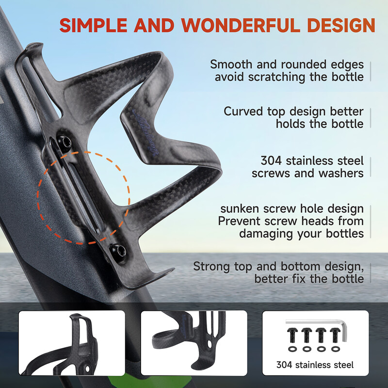 HUALONG Carbon Side Load Kavez za boce za vodu za bicikle Držač za boce za vodu za planinske cestovne bicikle, mat crna, težina (22±2g)