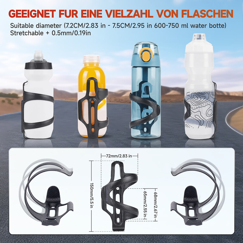 HUALONG Carbon Side Load Kavez za boce za vodu za bicikle Držač za boce za vodu za planinske cestovne bicikle, mat crna, težina (22±2g)