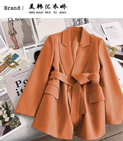 Moda pentru femei, blazer cu șireturi de culoare uni pentru femei, temperament de design nou de toamnă Versiunea coreeană a costumului casual la modă pentru femei