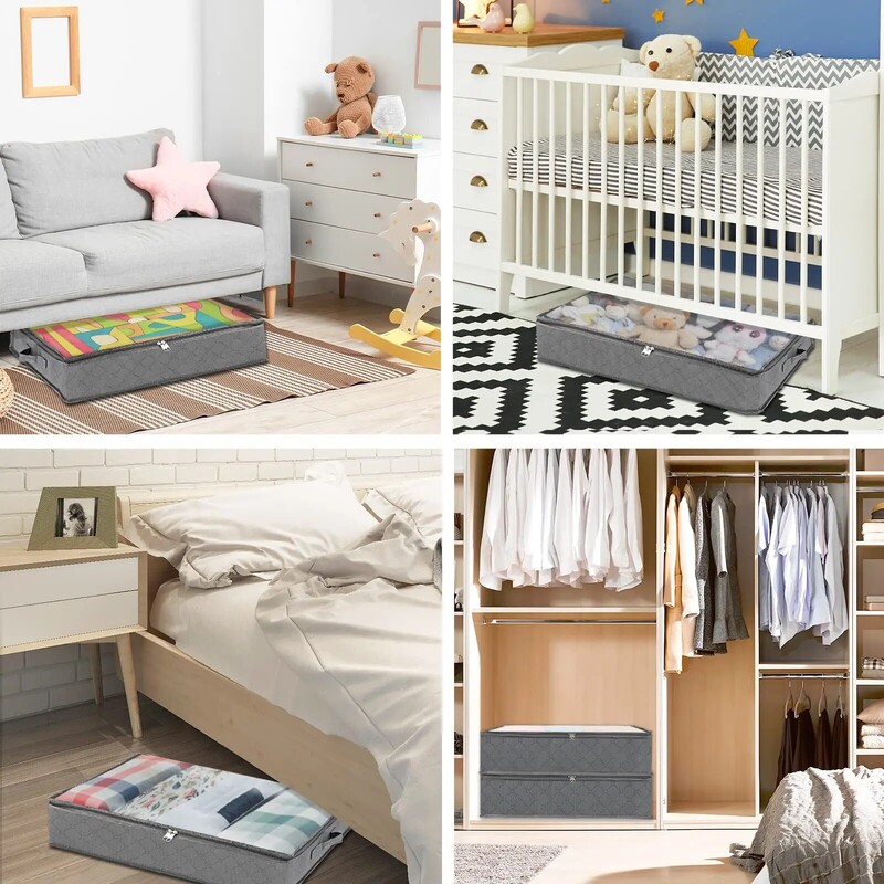 3 gab. Zemgultas glabāšanas somas Lielas ietilpības sabiezināti un pastiprināti salokāmi uzglabāšanas organizatora konteineri