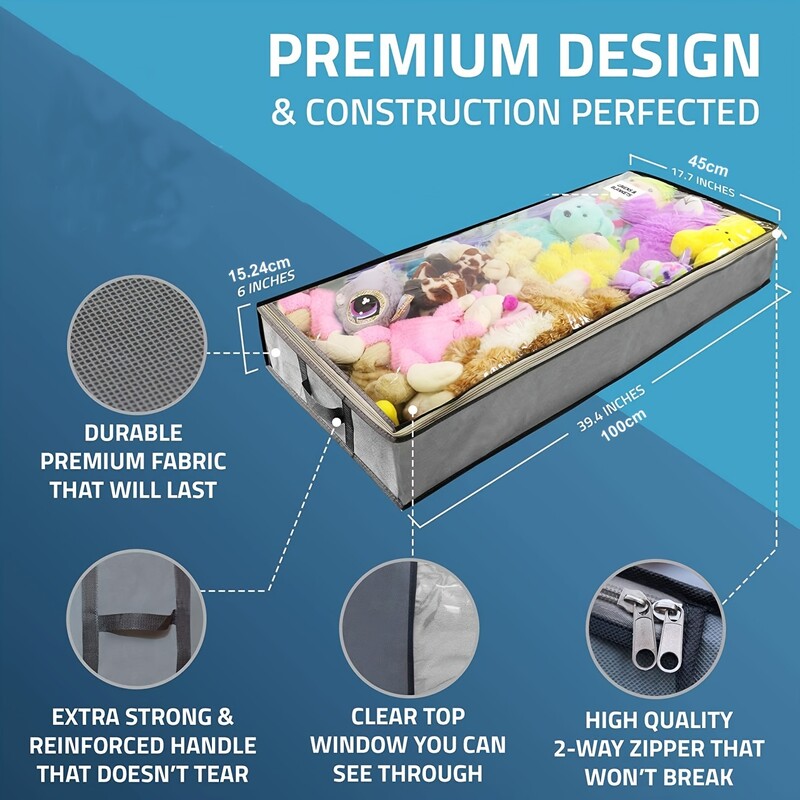 3 gab. Zemgultas glabāšanas somas Lielas ietilpības sabiezināti un pastiprināti salokāmi uzglabāšanas organizatora konteineri