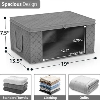 Τσάντες αποθήκευσης ρούχων Πτυσσόμενοι κάδοι αποθήκευσης κουβέρτας για οργάνωση οργάνωσης ρούχων ντουλάπας κρεβατοκάμαρας με καθαρό παράθυρο