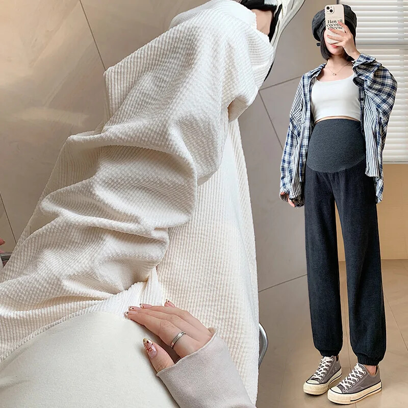 Kismama nadrág Őszi téli felsőruházat Harlem nadrág alkalmi kordbársony buborékos nadrág kényelmes bő szabású kismama viselet