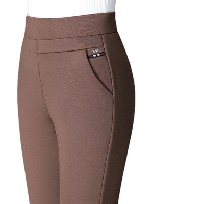 Primăvară toamnă Elegantă talie înaltă Casual Stretch subțire Pantaloni de femei de vârstă mijlocie Moda pentru dama Toate se potrivesc Pantaloni creion negri gri