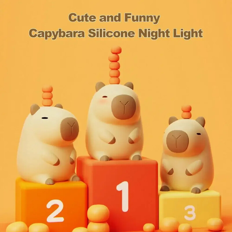 Mielas silikoninis Capybara Night Light vaikiškas naktinis šviesos dovanų USB įkraunamas Animal Touch miegamojo lempos dekoravimas prie lovos