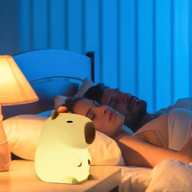 Mielas silikoninis Capybara Night Light vaikiškas naktinis šviesos dovanų USB įkraunamas Animal Touch miegamojo lempos dekoravimas prie lovos