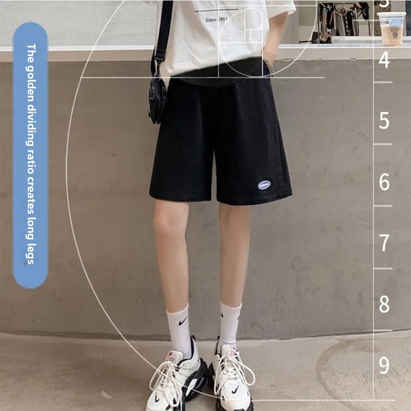 Kismama rövidnadrág Nyári Vékony Stílus Kicsi Sport Alkalmi Ötpontos Nadrágok Egyenes szárú csengő alsók terhes nőknek