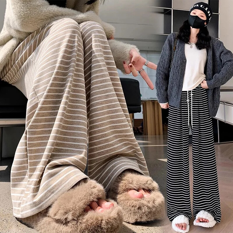 Trudničke proljeće jesen Nove široke zvonaste hlače širokih krojeva Hlače na pruge od kašmira koje se lako nose nakon poroda.