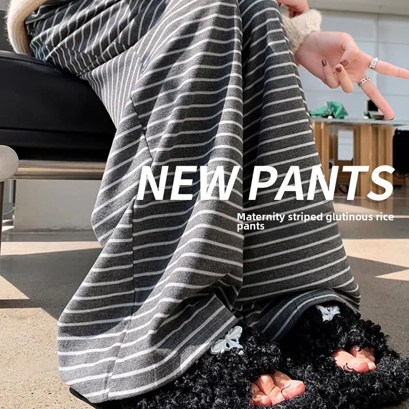 Trudničke proljeće jesen Nove široke zvonaste hlače širokih krojeva Hlače na pruge od kašmira koje se lako nose nakon poroda.