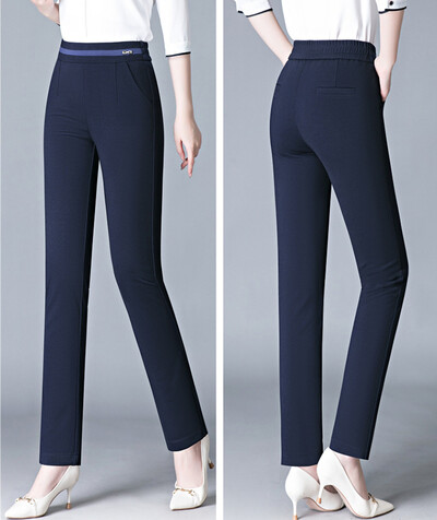 Άνοιξη 2024 Νέο casual γυναικείο παντελόνι, ψηλόμεσο ελαστικό ίσιο παντελόνι, παντελόνι έξω από το γυναικείο κοστούμι μαύρο, χακί, μπλε
