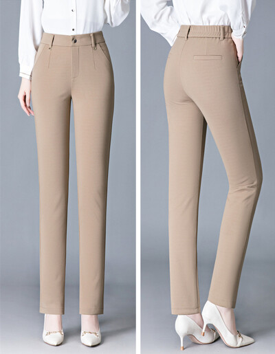 Άνοιξη 2024 Νέο casual γυναικείο παντελόνι, ψηλόμεσο ελαστικό ίσιο παντελόνι, παντελόνι έξω από το γυναικείο κοστούμι μαύρο, χακί, μπλε