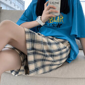 Pantaloni scurți de maternitate Ocazional largi în carouri Îmbrăcăminte exterioară de cinci minute Moda de vară Pantaloni scurți cu talie mijlocie pentru femei însărcinate