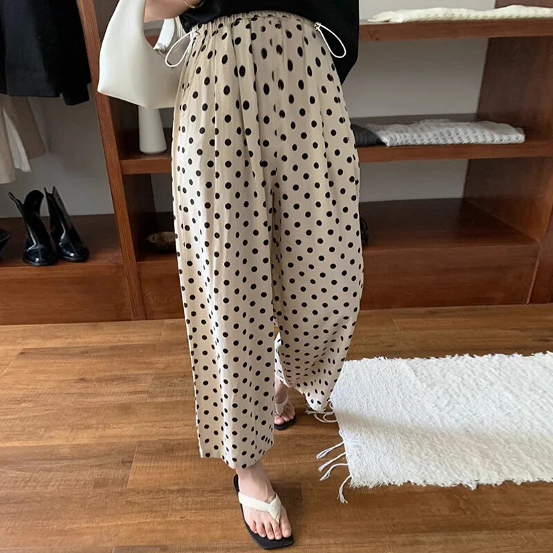 Skraćene hlače od šifona visokog struka za trudnice Ležerne zvonaste hlače Opuštenog kroja Ljetna odjeća s ravnim nogavicama s uzicom sa strane