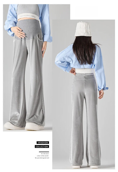 Drapedpleuche Hlače za trudnice Proljeće Jesen Gornja odjeća Bootcut Ležerne široke hlače za mršavljenje Trendy duge