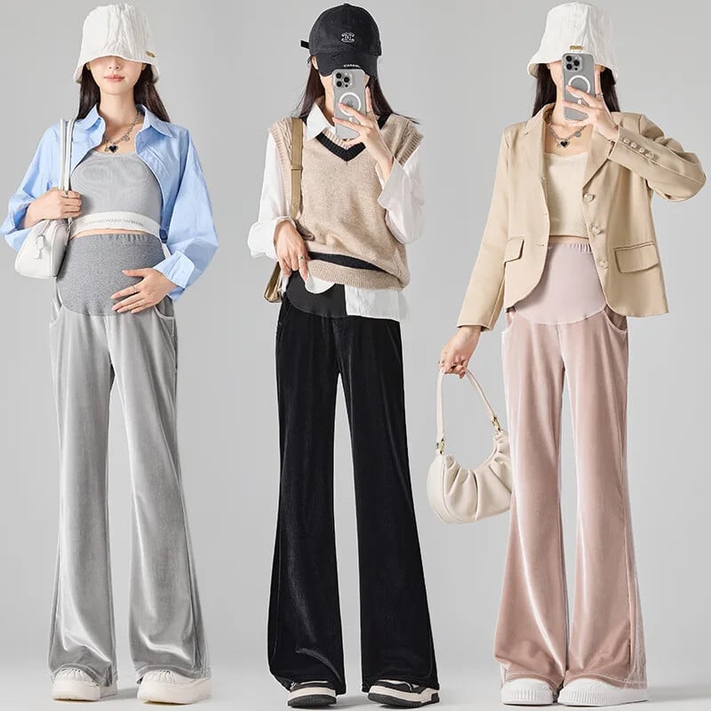 Drapedpleuche Hlače za trudnice Proljeće Jesen Gornja odjeća Bootcut Ležerne široke hlače za mršavljenje Trendy duge