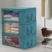 1/3/5GAB Mājas salokāmu apģērbu organizators Lielas ietilpības segas glabāšanas soma Neaustā skapja putekļu uzglabāšanas maisiņš