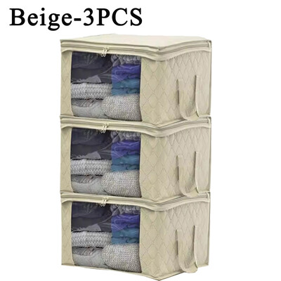 1/3/5GAB Mājas salokāmu apģērbu organizators Lielas ietilpības segas glabāšanas soma Neaustā skapja putekļu uzglabāšanas maisiņš