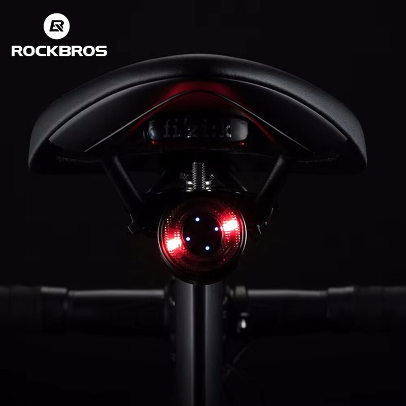 Lampă din spate pentru bicicletă ROCKBROS, Lampă de avertizare Q1 pentru călătorie pe timp de noapte, Lampă spate multicoloră pentru bicicletă de drum, accesorii pentru echipamente de călărie