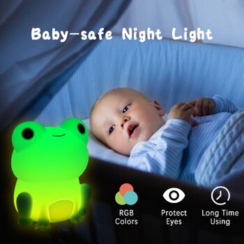 Νυχτερινό φωτιστικό για παιδιά Frog Soft Silicone Sleeping Night Light Timer Επαναφορτιζόμενο πολύχρωμο φως Διακόσμηση δωματίου Παιδικά δώρα