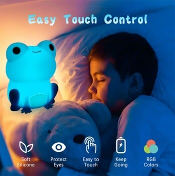 Νυχτερινό φωτιστικό για παιδιά Frog Soft Silicone Sleeping Night Light Timer Επαναφορτιζόμενο πολύχρωμο φως Διακόσμηση δωματίου Παιδικά δώρα