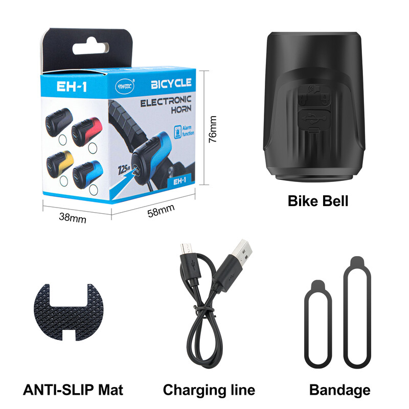 Hot Sale 125dB Ηλεκτρονικό ποδήλατο Horn Αδιάβροχο κουδούνι ποδηλάτου Επαναφορτιζόμενη μπαταρία Δυνατός ήχος κατάλληλος για ποδήλατο δρόμου βουνού