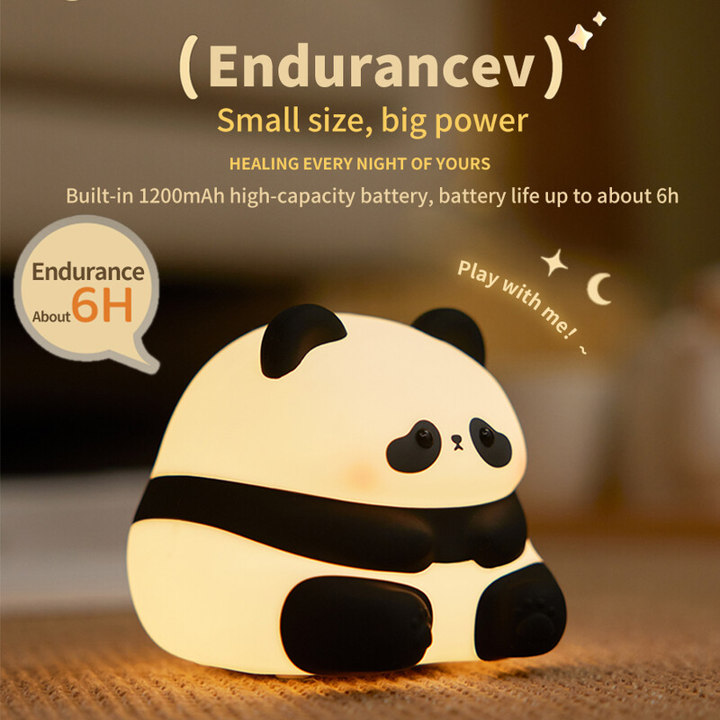 Lumină de noapte LED reîncărcabilă prin USB Panda cu desene animate drăguț Lampă din silicon Funcție de sincronizare Birou Decor noptiera Cadou pentru copii