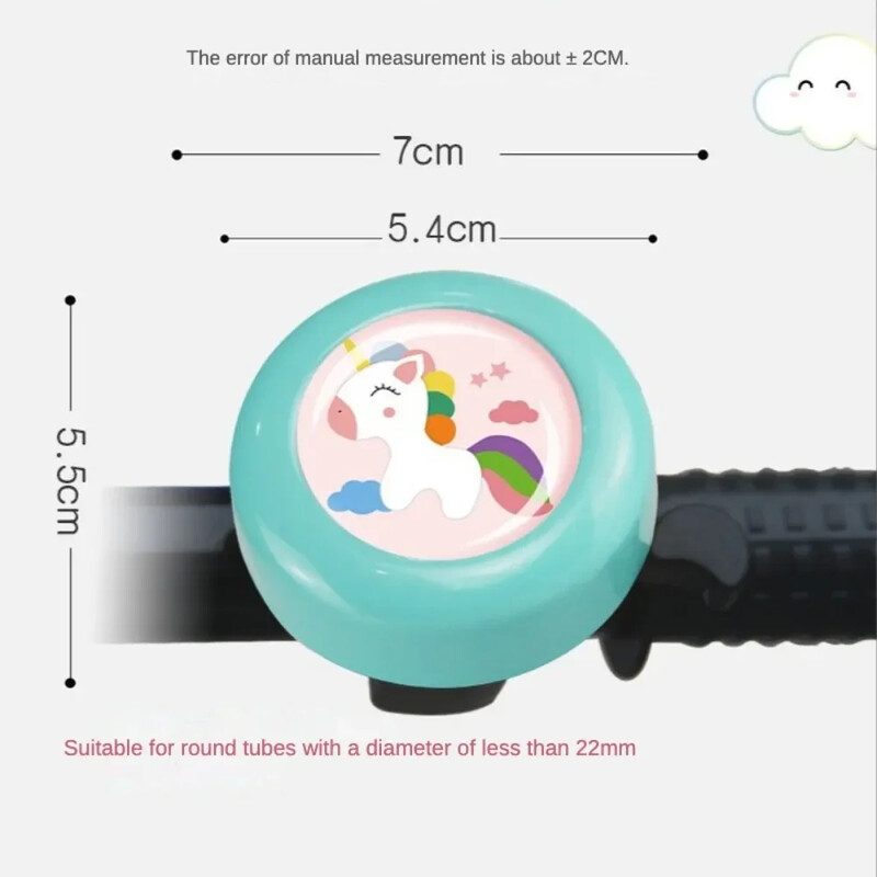 Clopoțel pentru bicicletă Accesorii pentru biciclete Elegant, adorabil, cu unicorn imprimat, decor pentru clopoțel pentru bicicletă, clopoțel pentru bicicletă, inel clar, pentru copii în aer liber