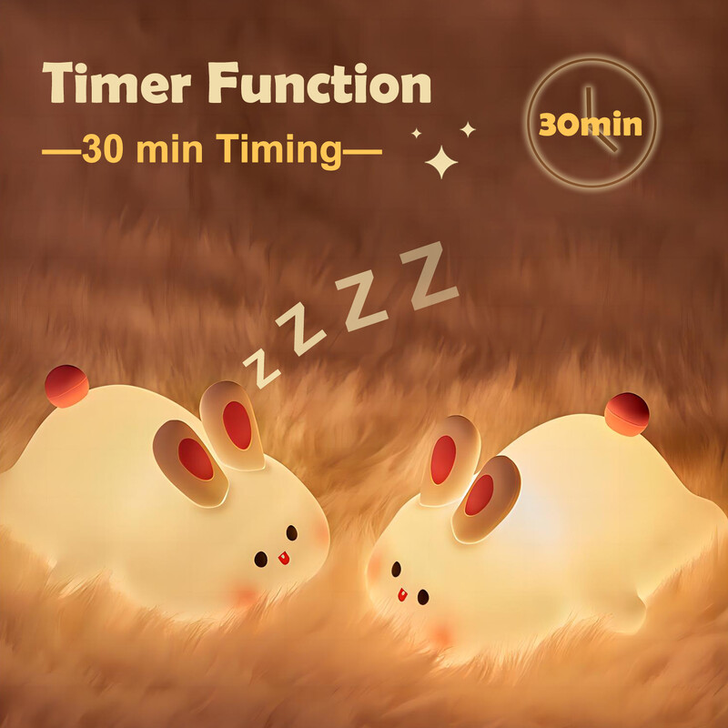 LED noćno svjetlo, slatki zec, crtić, silikonska lampa s mogućnošću prigušivanja, punjiva USB za djecu, dječja spavaća soba, dar, svjetlo za spavanje