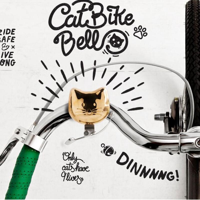Sonerie de bicicletă în formă de pisică, retro, cupru, pentru bicicletă de munte, claxon, claxon, scuter, e-bike, echilibru, cărucior, sonerie, alarmă de avertizare