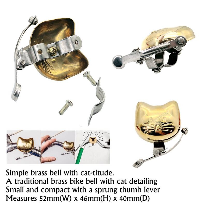 Sonerie de bicicletă în formă de pisică, retro, cupru, pentru bicicletă de munte, claxon, claxon, scuter, e-bike, echilibru, cărucior, sonerie, alarmă de avertizare