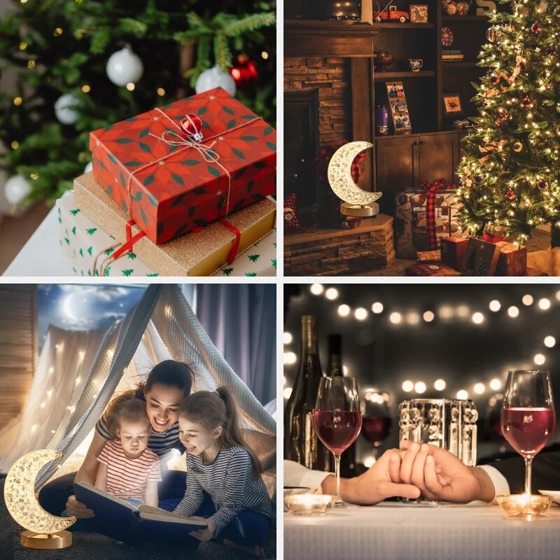 Hálószoba Crystal Touch Tompított Éjszakai Fény Lányok Szoba Lakberendezés Esztétika USB Éjjeli LED Ambient Asztali 3D Hold lámpa