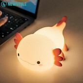 Lumină de noapte Axolotl pentru copii, 2 luminozitate, din silicon, pentru dormit, lampă portabilă, reîncărcabilă prin USB, pentru camera bebelușului