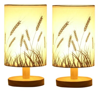 2/1 vnt Medžio masyvo naktinė lempa lininė stalinė lempa LED stalinė lempa akių apsauga naktinis šviestuvas USB maitinamas šalia lempos miegamojo dekoras