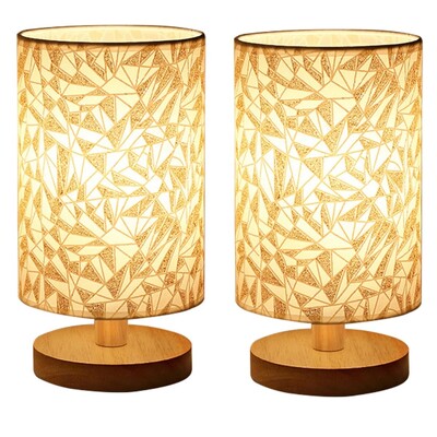 2/1 vnt Medžio masyvo naktinė lempa lininė stalinė lempa LED stalinė lempa akių apsauga naktinis šviestuvas USB maitinamas šalia lempos miegamojo dekoras